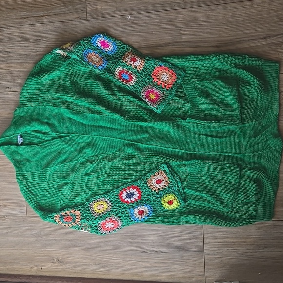 Blakely Boho Crochet Sleeve Long Line Cardigan - Picture 2 of 7